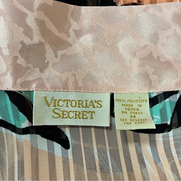 VICTORIAS Secret Floral Robe Medium Peach Rose - Picture 12 of 12